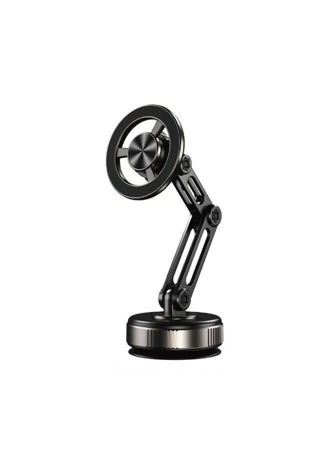 PAST WORLD English: Past World Double-Sided Magnetic Phone Holder for Car & Desk - 360° Adjustable Aluminum Alloy Arm - Black - Image 1